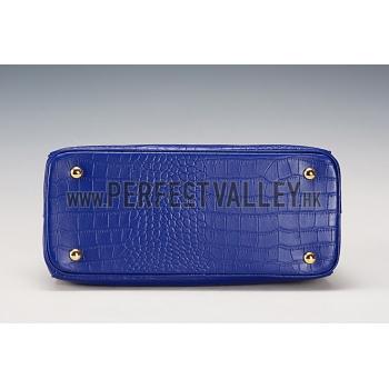 Prada Saffiano Crocodile Leather Blue Bag