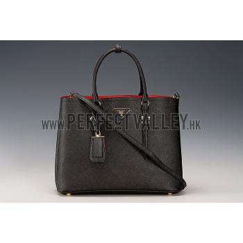 Prada Saffiano Double Tote Black Replica