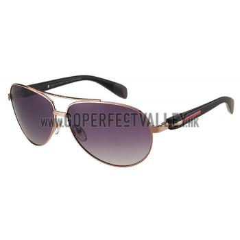 Prada Sporty Linea Rossa Gold Frame Grey Lenses Sunglasses 308156