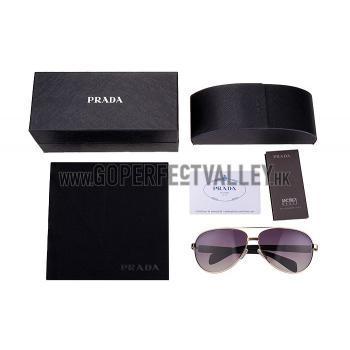 Prada Sporty Linea Rossa Gold Frame Grey Lenses Sunglasses 308156