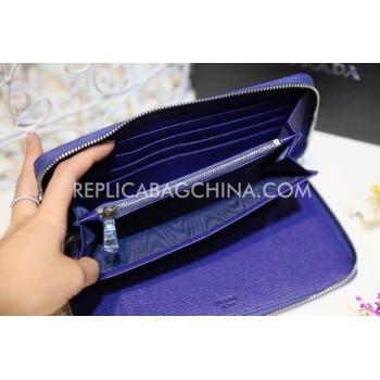 Prada Purse Wallet Calfskin Blue -18