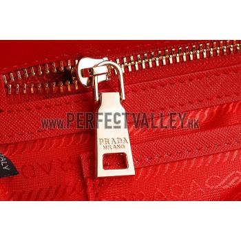 Prada Saffiano Small Crocodile Leather Black And Red Bag