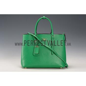 Prada Saffiano Double Tote Green