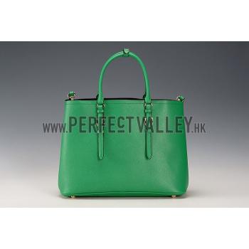 Prada Saffiano Double Tote Green