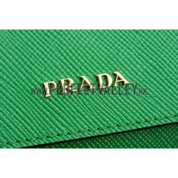 Prada Saffiano Double Tote Green