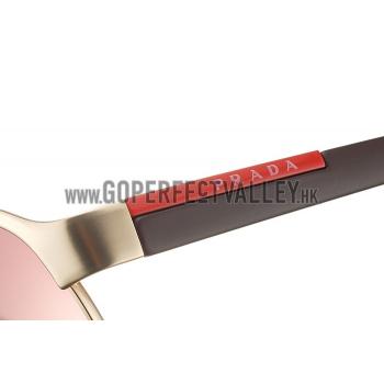 Prada Sporty Gold Frame Linea Rossa Logo Sunglasses 308306