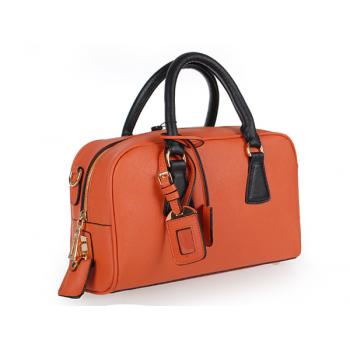 Cheap Prada  0758 Ladies Cow Leather Orange Handbag