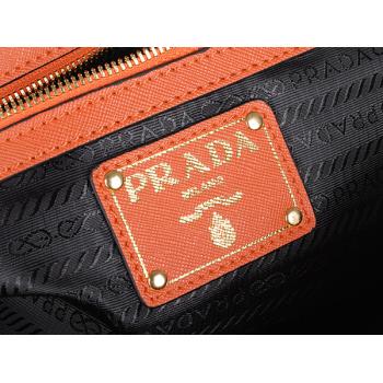 Cheap Prada  0758 Ladies Cow Leather Orange Handbag