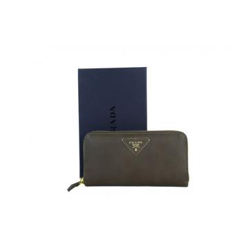 Prada  1M0506 Wallet Lambskin Brown