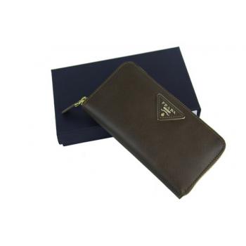 Prada  1M0506 Wallet Lambskin Brown