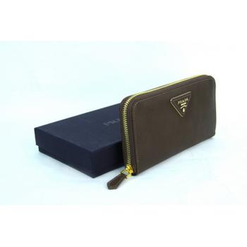 Prada  1M0506 Wallet Lambskin Brown