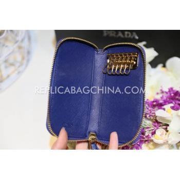 Prada Key Bag Calfskin Blue