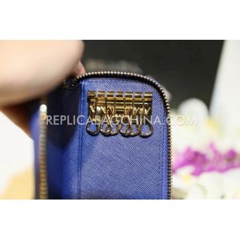 Prada Key Bag Calfskin Blue