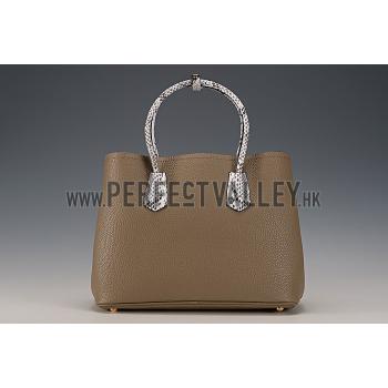 Prada Double Tote Grey With Python Handles