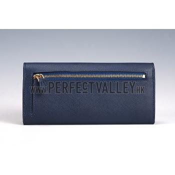 Replica Prada Saffiano Leather Dark Blue Wallet