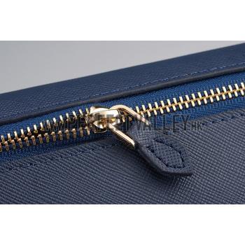 Replica Prada Saffiano Leather Dark Blue Wallet