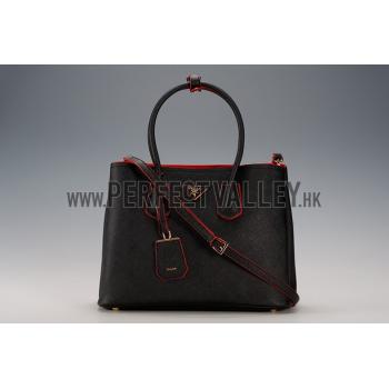 Prada Saffiano Double Tote Black