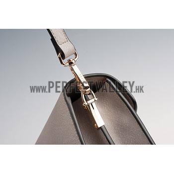 Prada Saffiano Leather Lux Small Grey Bag