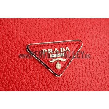 Prada Saffiano Soft Double Bag Red