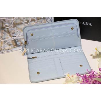 Replica Prada Purse Wallet Calfskin Blue