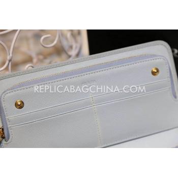 Replica Prada Purse Wallet Calfskin Blue