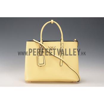 Prada Saffiano Double Tote Yellow Replica