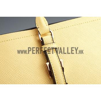 Prada Saffiano Double Tote Yellow Replica