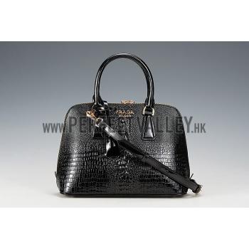 Prada Promenade Crocodile Leather Bag Black Replica