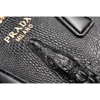 Prada Promenade Crocodile Leather Bag Black Replica