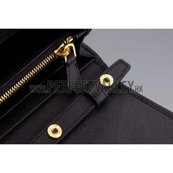 Prada Continental Wallet with Strap Black Replica