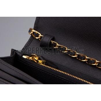 Prada Continental Wallet with Strap Black Replica