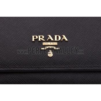 Prada Continental Wallet with Strap Black Replica