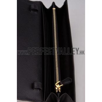 Prada Continental Wallet with Strap Black Replica