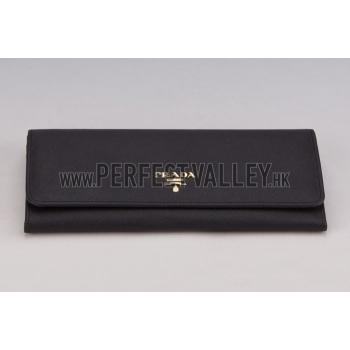 Prada Continental Wallet with Strap Black Replica