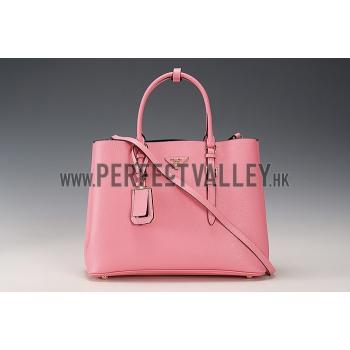 Prada Saffiano Double Tote Pink Replica