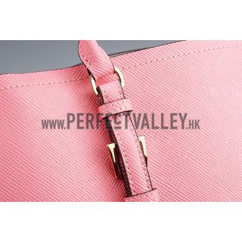 Prada Saffiano Double Tote Pink Replica