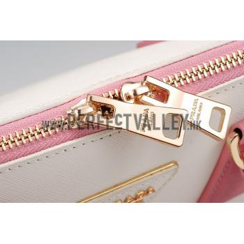 Prada Saffiano Promenade Pink and White Tote Replica