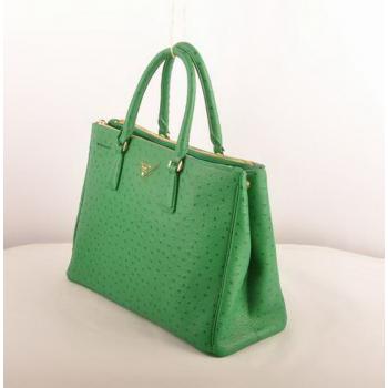 Prada  16625M Ladies Ostrich Skin Green Handbag Replica