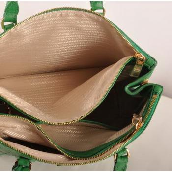 Prada  16625M Ladies Ostrich Skin Green Handbag Replica