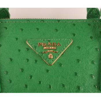 Prada  16625M Ladies Ostrich Skin Green Handbag Replica