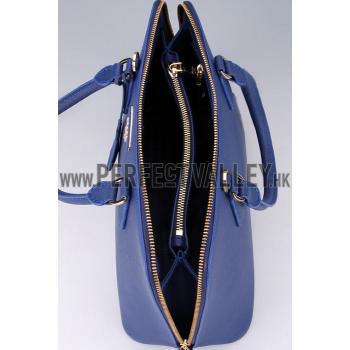 Prada Saffiano Medium Promenade Tote Dark Blue