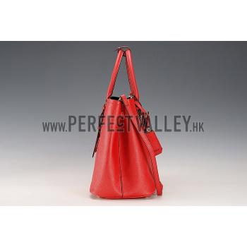 Prada Saffiano Double Tote Red