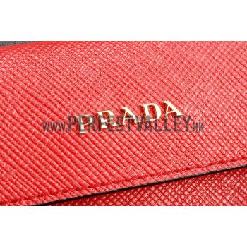 Prada Saffiano Double Tote Red