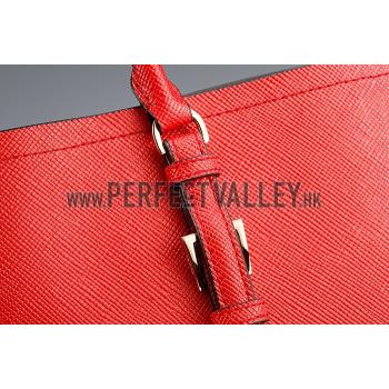 Prada Saffiano Double Tote Red