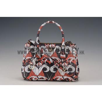 Prada Saffiano Beige Lily Motif Tote