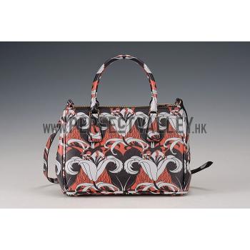 Prada Saffiano Beige Lily Motif Tote