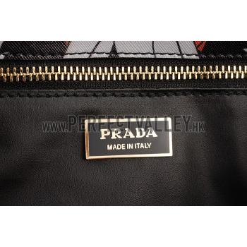 Prada Saffiano Beige Lily Motif Tote