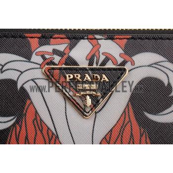 Prada Saffiano Beige Lily Motif Tote