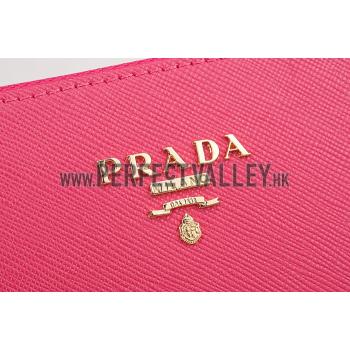 Prada Saffiano Leather Zip Around Rose Wallet