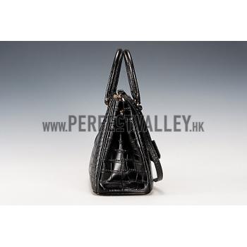 Prada Saffiano Crocodile Leather Black Bag